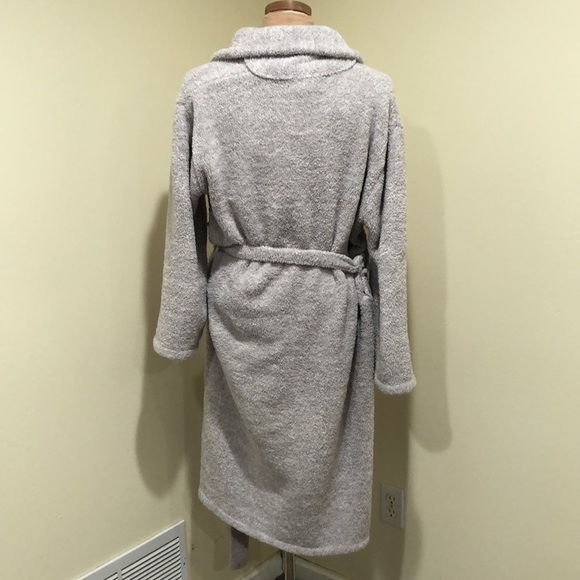 Barefoot Dreams Cozychic Knit Robe Size 1 Small Medium Gray Cream Marl Knit - Picture 5 of 13